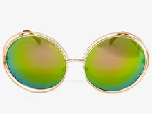 Oversized Exaggerated Vintage Retro Style SUNGLASSES Large Round Gold Frame 3590