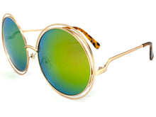 Oversized Exaggerated Vintage Retro Style SUNGLASSES Large Round Gold Frame 3590