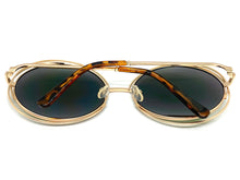 Oversized Exaggerated Vintage Retro Style SUNGLASSES Large Round Gold Frame 3590