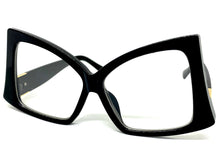 Oversized Exaggerated Vintage Retro Style Clear Lens EYEGLASSES Large Black Frame 9584