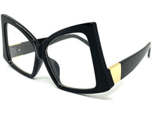 Oversized Exaggerated Vintage Retro Style Clear Lens EYEGLASSES Large Black Frame 9584