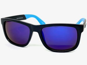 Classic Vintage Retro Biker Style KUSH SUNGLASSES Black & Blue Frame 6097