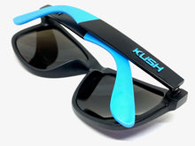 Classic Vintage Retro Biker Style KUSH SUNGLASSES Black & Blue Frame 6097