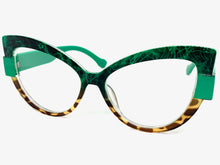 Oversized Exaggerated Vintage Retro Cat Eye Style Clear Lens EYEGLASSES Green Frame 5224