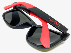 Classic Vintage Retro Biker Style KUSH SUNGLASSES Black & Red Frame 6097