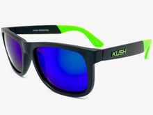 Classic Vintage Retro Biker Style KUSH SUNGLASSES Black & Green Frame 6097