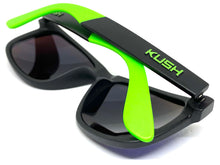 Classic Vintage Retro Biker Style KUSH SUNGLASSES Black & Green Frame 6097