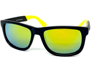 Classic Vintage Retro Biker Style KUSH SUNGLASSES Black & Yellow Frame 6097