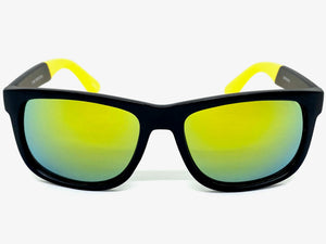 Classic Vintage Retro Biker Style KUSH SUNGLASSES Black & Yellow Frame 6097