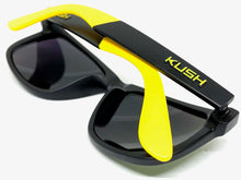 Classic Vintage Retro Biker Style KUSH SUNGLASSES Black & Yellow Frame 6097