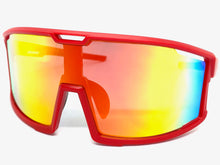 Oversized Retro Sporty Wrap Around Style SUNGLASSES Large Red Frame 5230