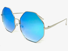Oversized Exaggerated Vintage Retro Style SUNGLASSES Large Octagon Silver Frame 4150