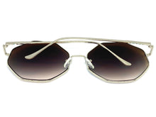 Oversized Exaggerated Vintage Retro Style SUNGLASSES Large Octagon Silver Frame 4150