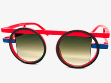 Classic Elegant 90's Modern Retro Style SUNGLASSES Round Red Frame 1249