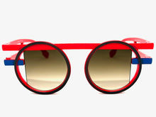 Classic Elegant 90's Modern Retro Style SUNGLASSES Round Red Frame 1249