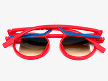 Classic Elegant 90's Modern Retro Style SUNGLASSES Round Red Frame 1249