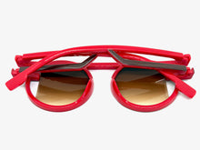 Classic Elegant 90's Modern Retro Style SUNGLASSES Round Red Frame 1249
