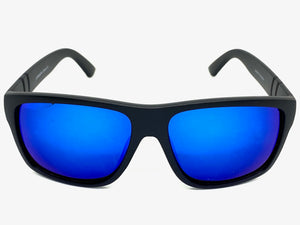 Classic Stylish Modern Wrap SUNGLASSES Black Frame - Blue Lens 58940