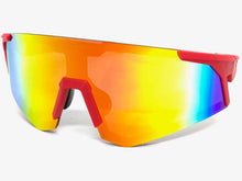 Oversized Retro Sporty Wrap Around Style SUNGLASSES Large Red Frame 9057