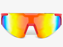 Oversized Retro Sporty Wrap Around Style SUNGLASSES Large Red Frame 9057