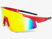 Oversized Retro Sporty Wrap Around Style SUNGLASSES Large Red Frame 9057