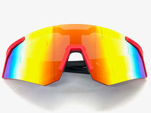 Oversized Retro Sporty Wrap Around Style SUNGLASSES Large Red Frame 9057