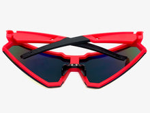 Oversized Retro Sporty Wrap Around Style SUNGLASSES Large Red Frame 9057