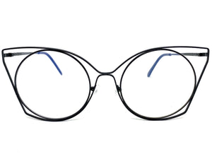 Oversized Exaggerated Retro Cat Eye Style Clear Lens EYEGLASSES Huge Black Frame 4485