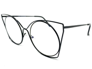 Oversized Exaggerated Retro Cat Eye Style Clear Lens EYEGLASSES Huge Black Frame 4485