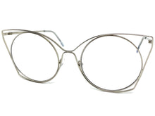 Oversized Exaggerated Retro Cat Eye Style Clear Lens EYEGLASSES Huge Silver Frame 4485