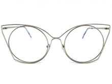 Oversized Exaggerated Retro Cat Eye Style Clear Lens EYEGLASSES Huge Silver Frame 4485
