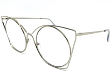 Oversized Exaggerated Retro Cat Eye Style Clear Lens EYEGLASSES Huge Silver Frame 4485