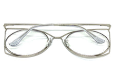 Oversized Exaggerated Retro Cat Eye Style Clear Lens EYEGLASSES Huge Silver Frame 4485