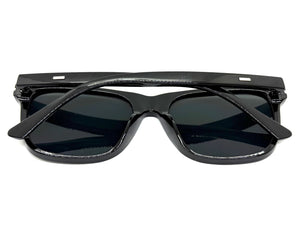 Classic Elegant Vintage Retro Style SUNGLASSES Square Black Frame - Dark Lens 1325