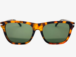 Classic Elegant Vintage Retro Style SUNGLASSES Square Tortoise Frame - Green Lens 1325