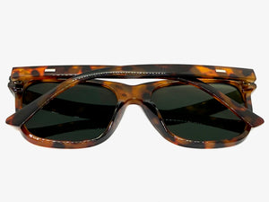 Classic Elegant Vintage Retro Style SUNGLASSES Square Tortoise Frame - Green Lens 1325