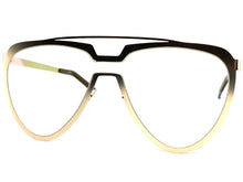 Oversized Modern Retro Aviator Style Clear Lens SUNGLASSES Large Gold Frame 4660