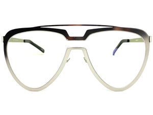 Oversized Modern Retro Aviator Style Clear Lens SUNGLASSES Large Silver Frame 4660