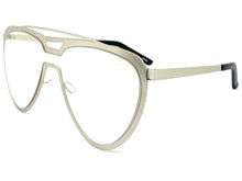 Oversized Modern Retro Aviator Style Clear Lens SUNGLASSES Large Silver Frame 4660