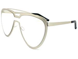 Oversized Modern Retro Aviator Style Clear Lens SUNGLASSES Large Silver Frame 4660