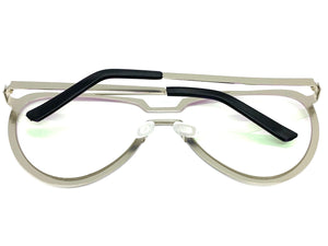 Oversized Modern Retro Aviator Style Clear Lens SUNGLASSES Large Silver Frame 4660