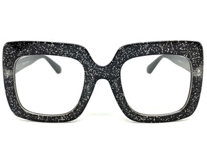 Oversized Classic Vintage Retro Style Clear Lens EYEGLASSES Large Square Black Frame 80984
