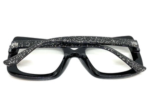 Oversized Classic Vintage Retro Style Clear Lens EYEGLASSES Large Square Black Frame 80984