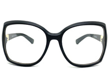 Classic Vintage Retro Style Clear Lens EYEGLASSES Large Square Black Frame 89005