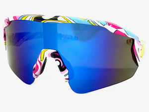 Oversized Sporty Wrap Around Style SUNGLASSES Large Graffiti Frame 80469