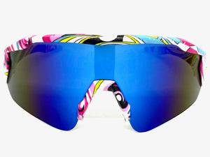 Oversized Sporty Wrap Around Style SUNGLASSES Large Graffiti Frame 80469