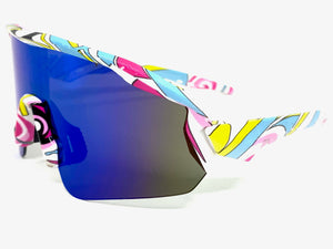 Oversized Sporty Wrap Around Style SUNGLASSES Large Graffiti Frame 80469