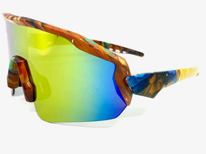 Oversized Sporty Wrap Around Style SUNGLASSES Large Graffiti Frame 80469