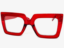 Oversized Classic Vintage Retro Style Clear Lens EYEGLASSES Large Square Red Frame 2058