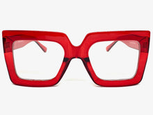 Oversized Classic Vintage Retro Style Clear Lens EYEGLASSES Large Square Red Frame 2058